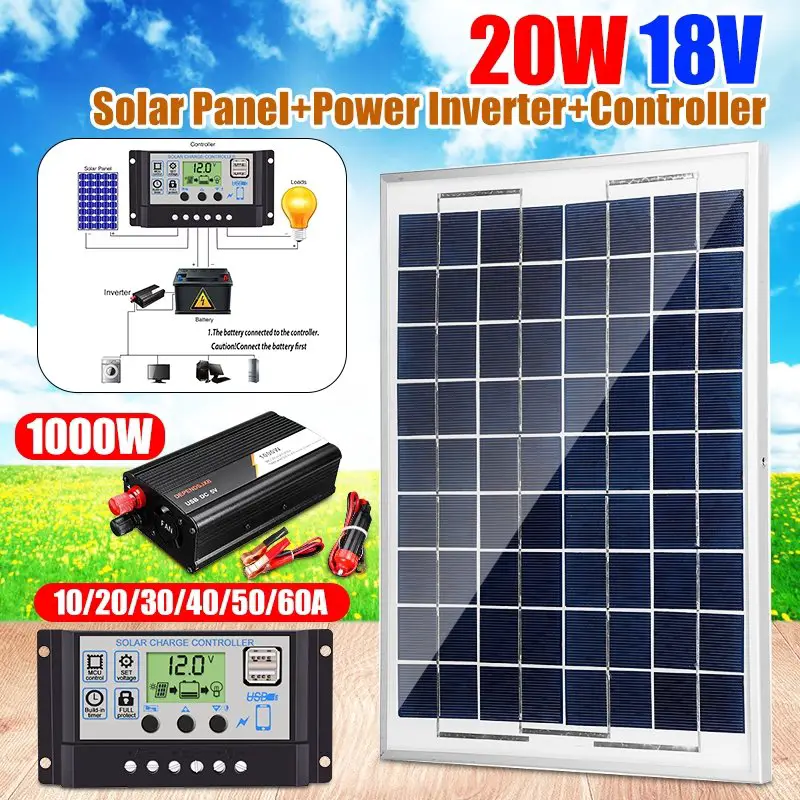 1000W DC 12V TO AC 220V Car Power Inverter 18V Solar Panel ...