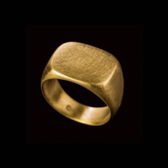 18k Solid Gold Signet Ring 18k Gold Square Statement Ring ...