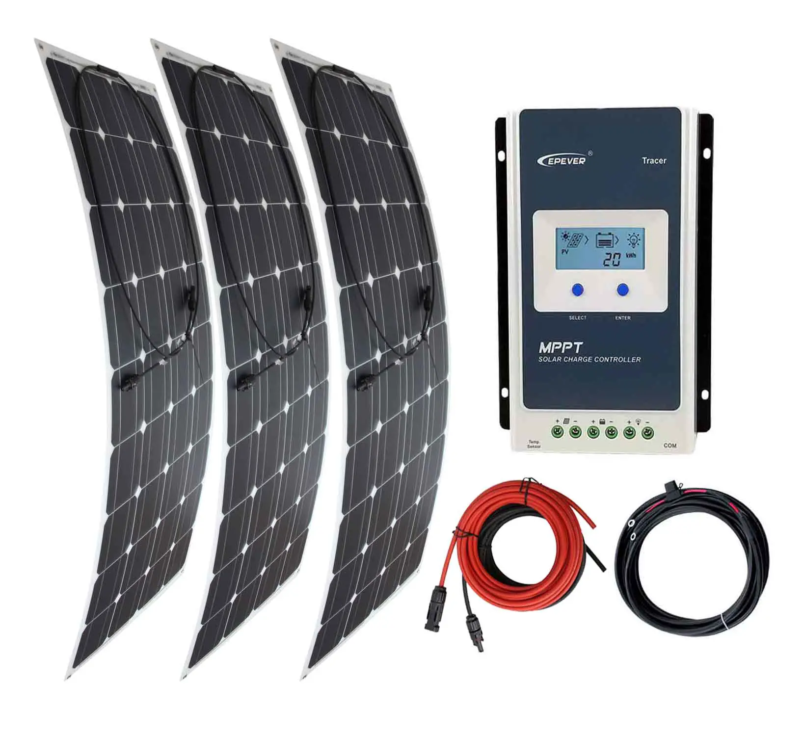 300w Flexible Solar Panel Charging Kit with MPPT Charger Controller ...
