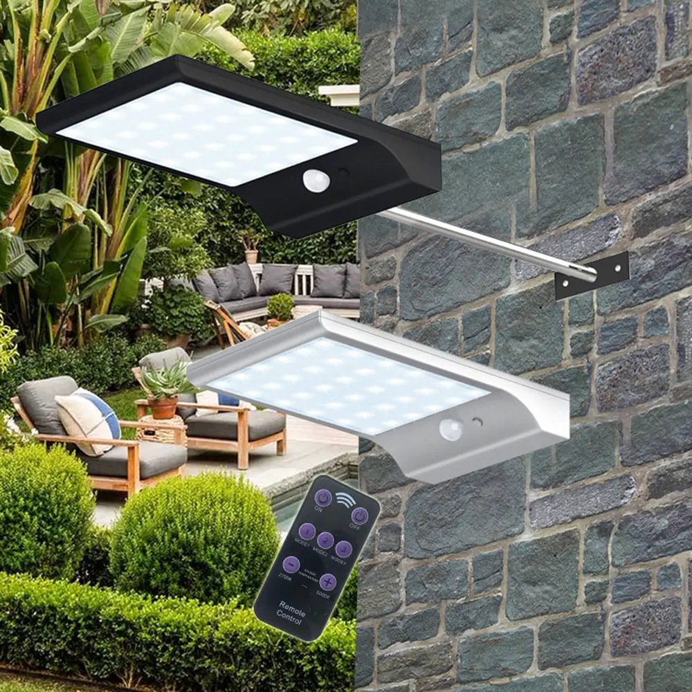 48 LED Solar Powered Wall Light PIR Motion Sensor Street Outdoor IP65 ...