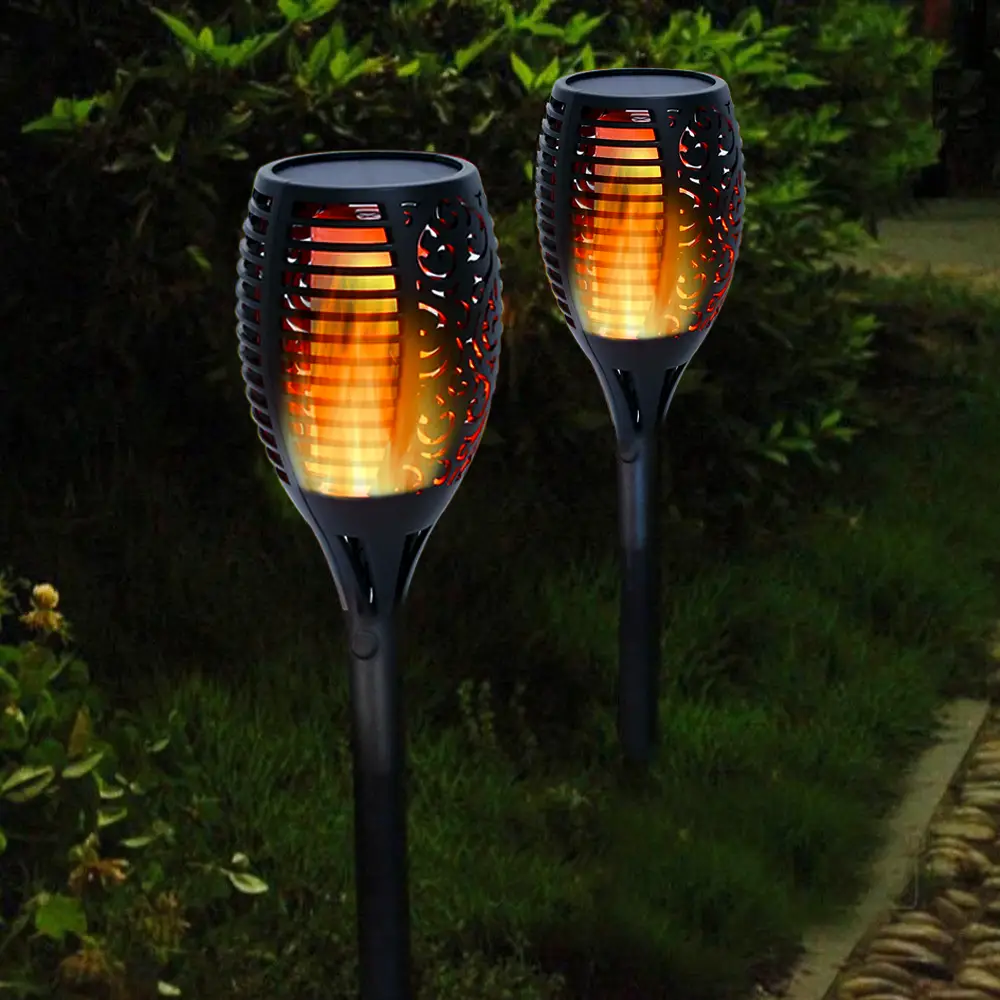 4x 96 LED Waterproof Flickering Flame Solar Torch Light Garden Lamp ...
