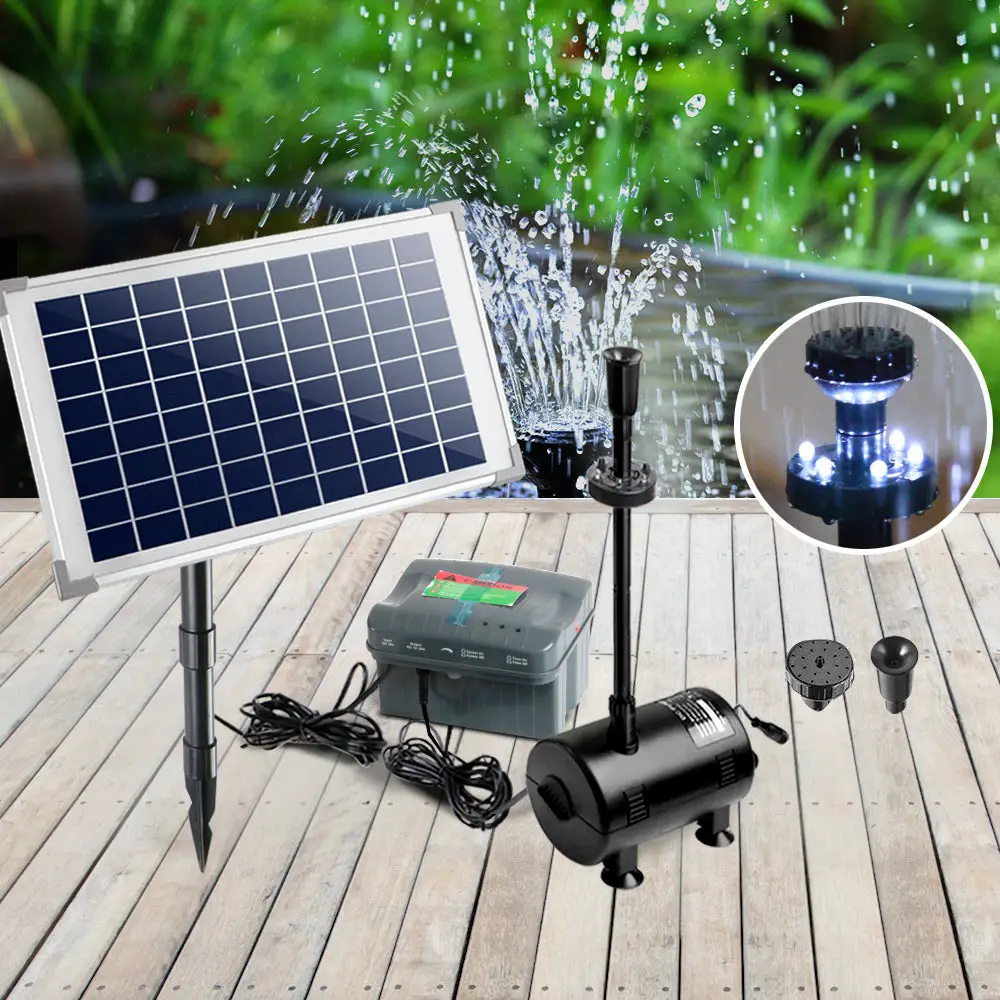 50W Solar Powered Pond Pump Battery Outdoor Water Submersible