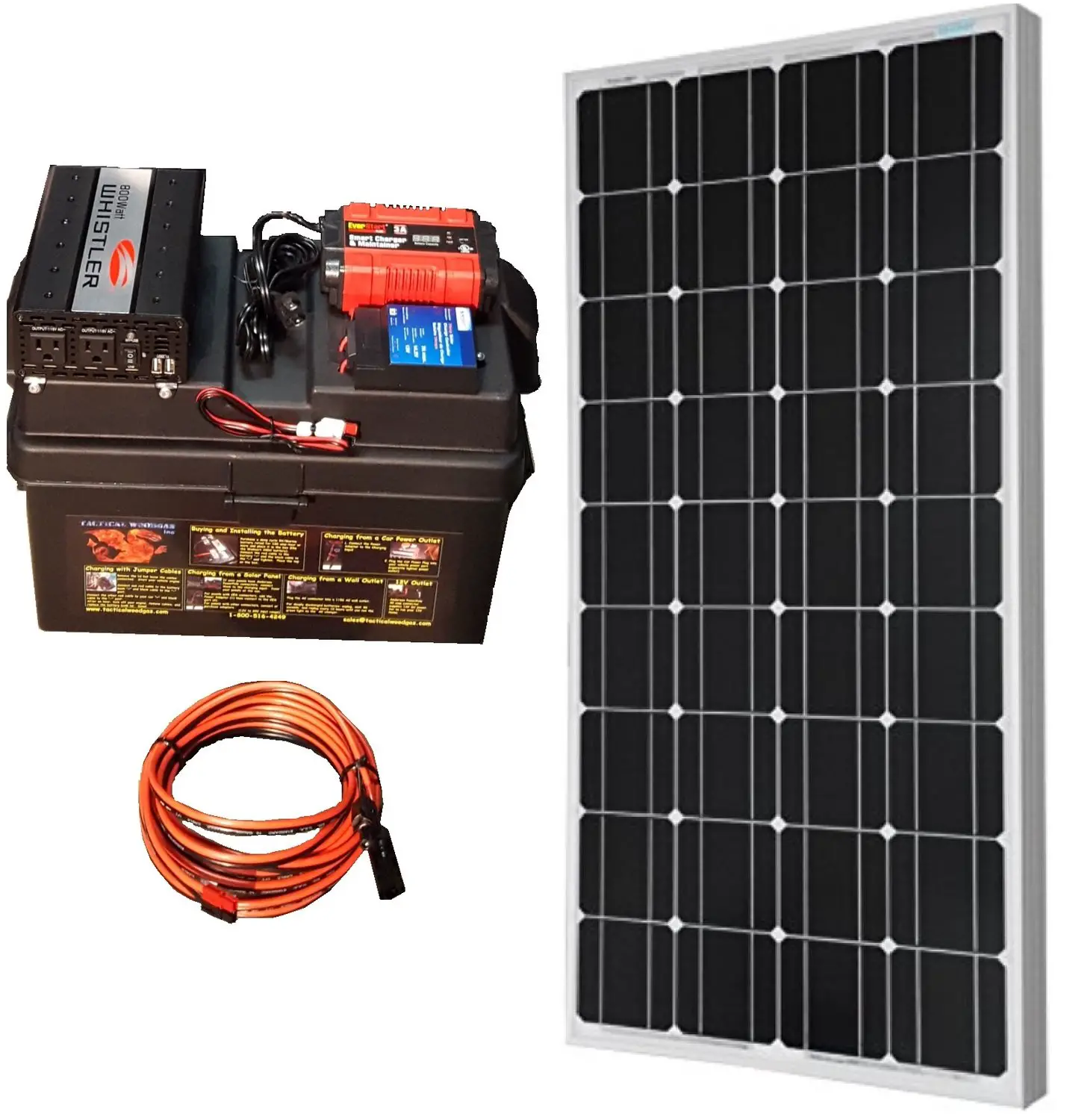800W Battery Bank PLUS 100W solar panel &  connecting cable