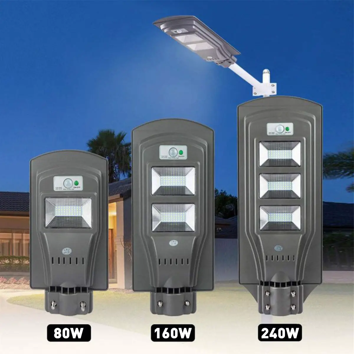 80W 160W 240W Super Bright LED Outdoor Solar Street Light Parking Lot ...