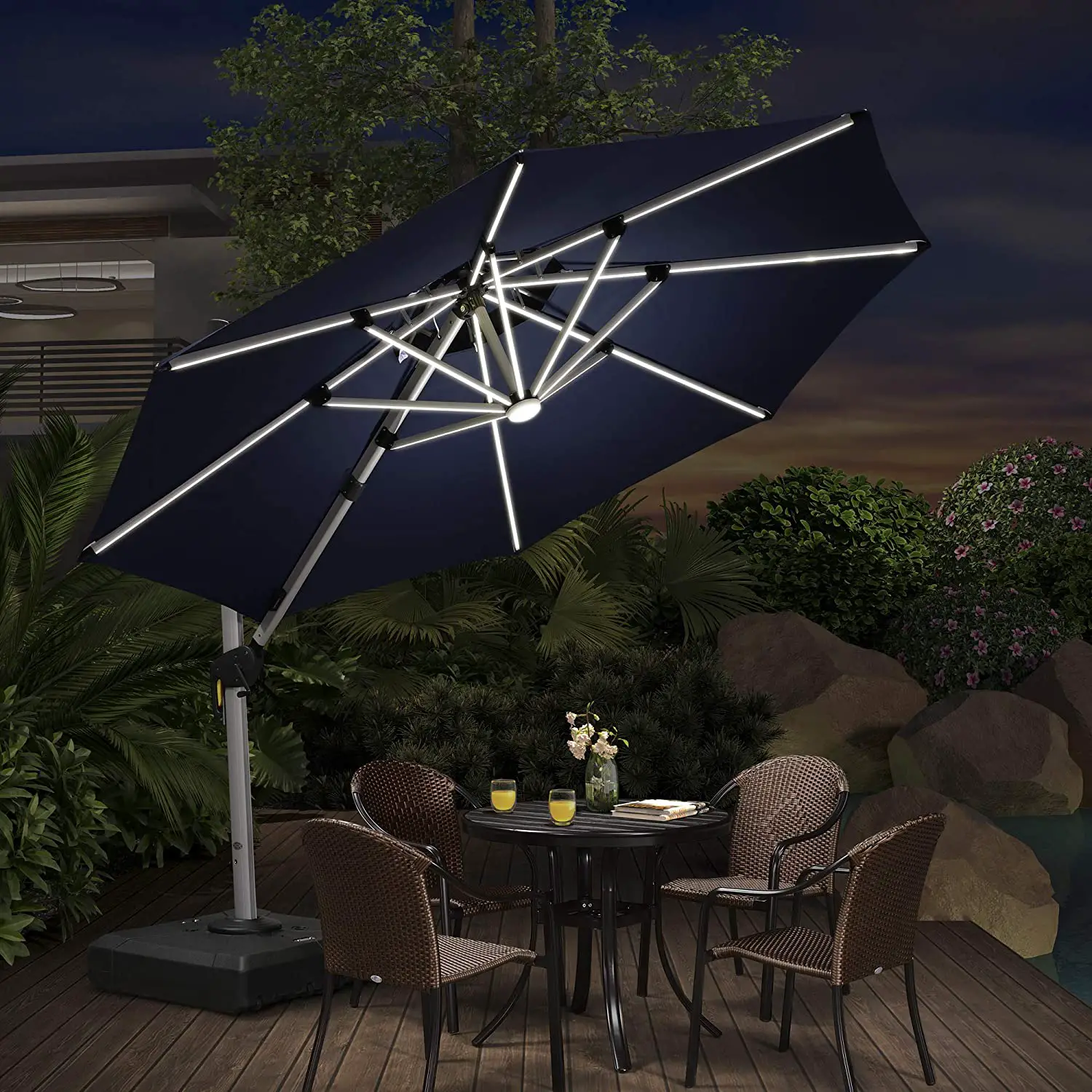 Amazon.com : PURPLE LEAF 10ft Solar Powered LED Patio Umbrella Outdoor ...