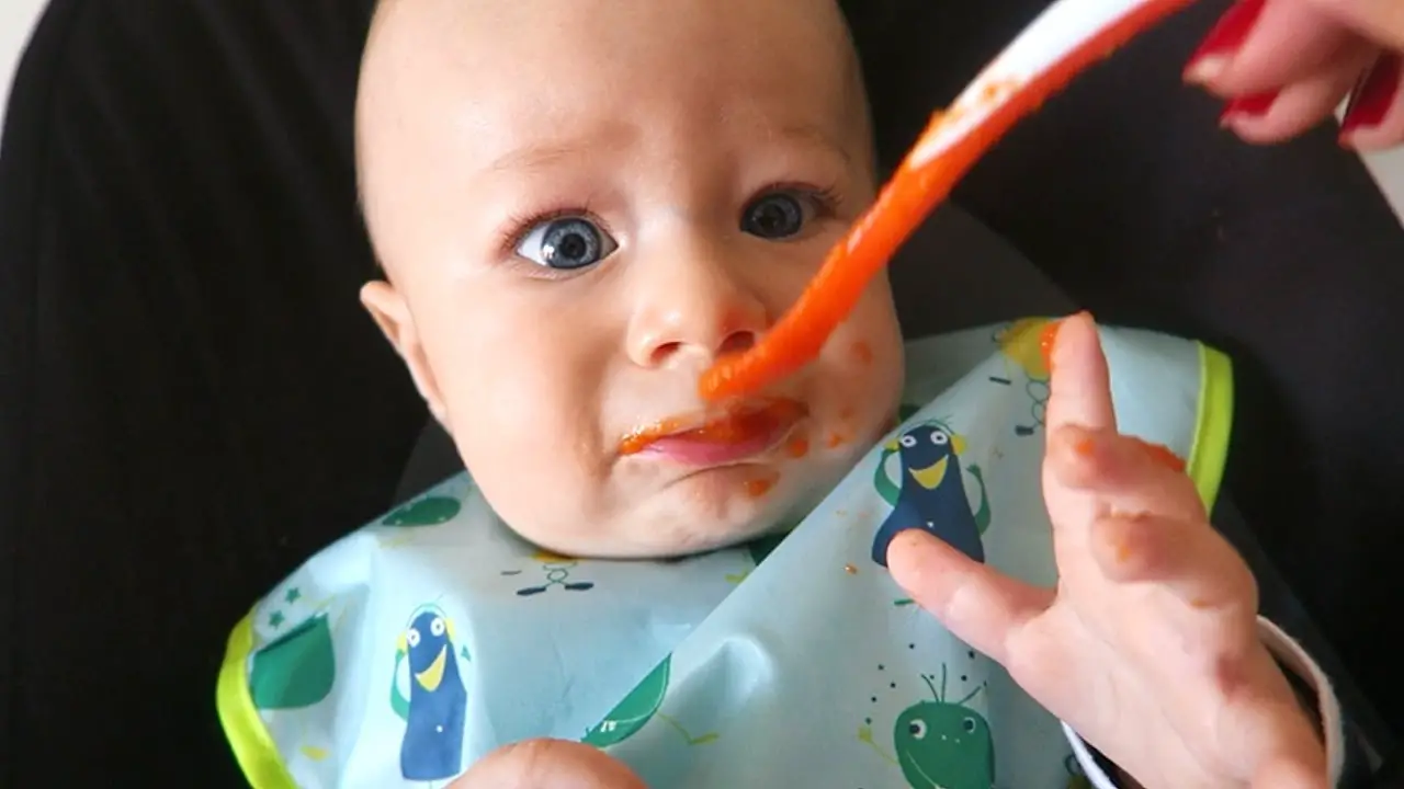 Baby Eating Solid Food (Carrot) for the First Time!
