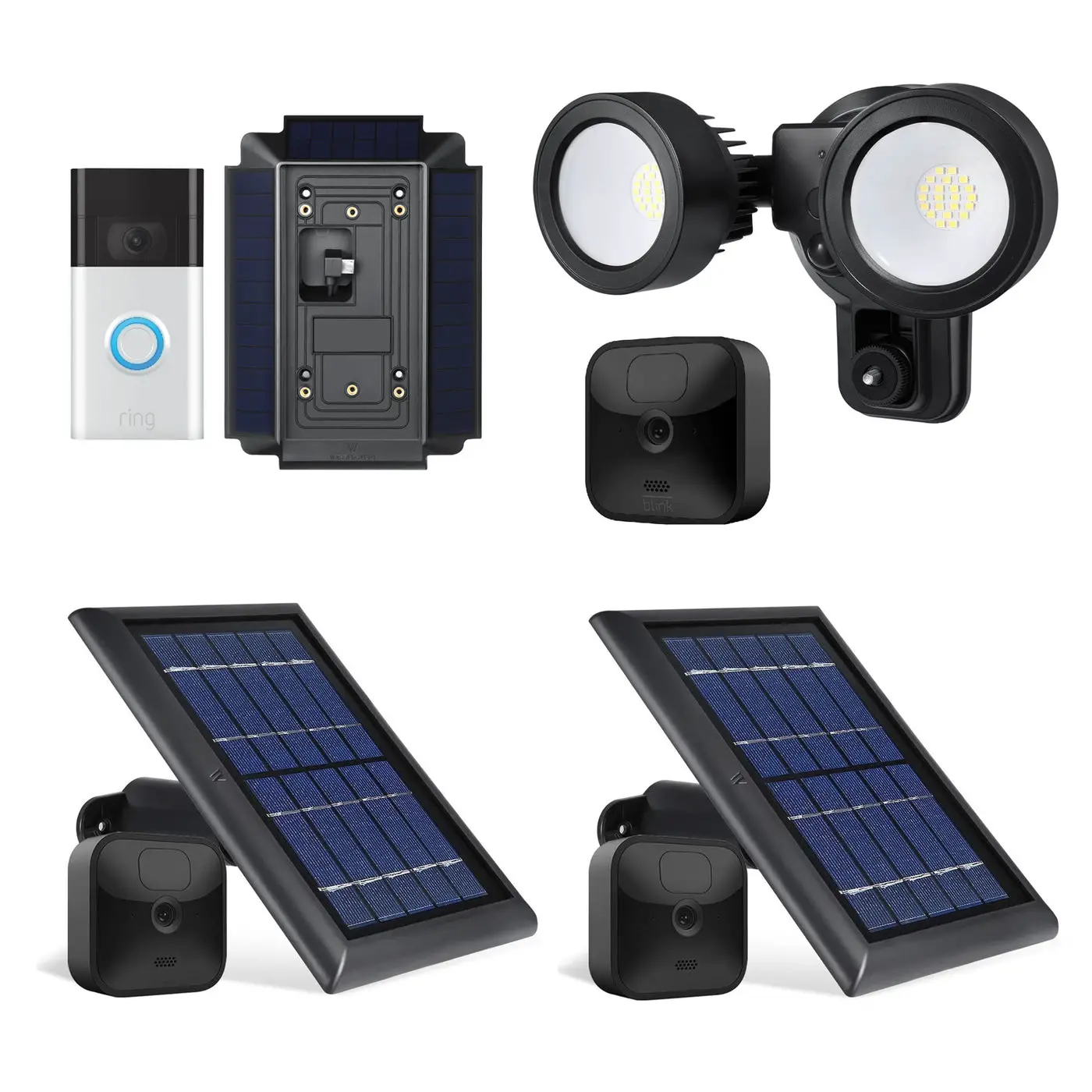 Blink Outdoor Floodlight &  Solar Panel with Ring Video Doorbell 2nd Gen