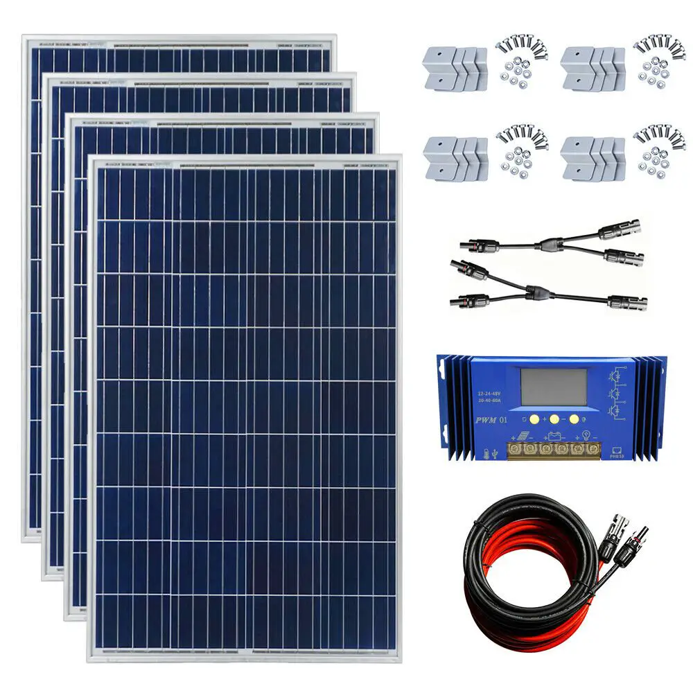 COMPLETE KIT 400 Watt 400W 400Watts Photovoltaic Solar Panel 24V System ...