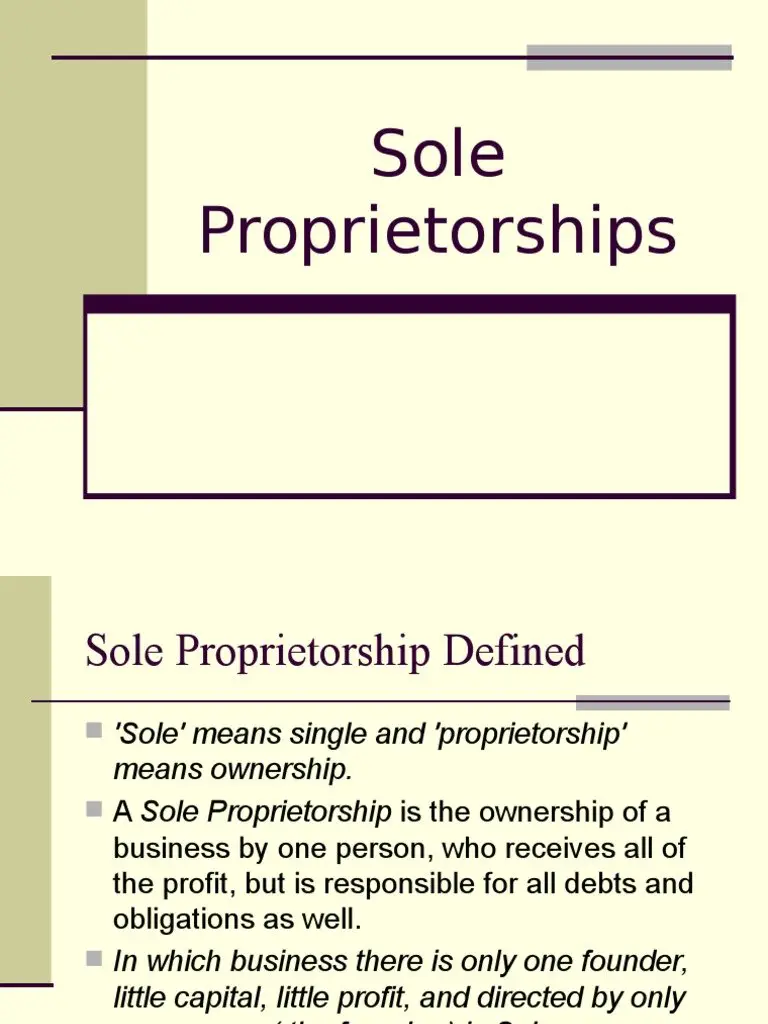 Definition Of Sole Proprietorship