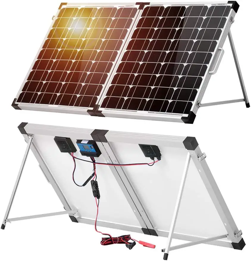 DOKIO 100 Watt 12 Volt Monocrystalline Foldable Portable Solar Suitcase ...