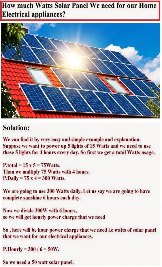 EEW : How much Watts Solar Panel we need for our Home ...