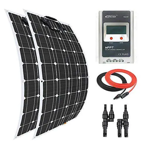 Giosolar Solar Panel 200 Watt 12 Volt Flexible Solar Panel Kit Battery ...