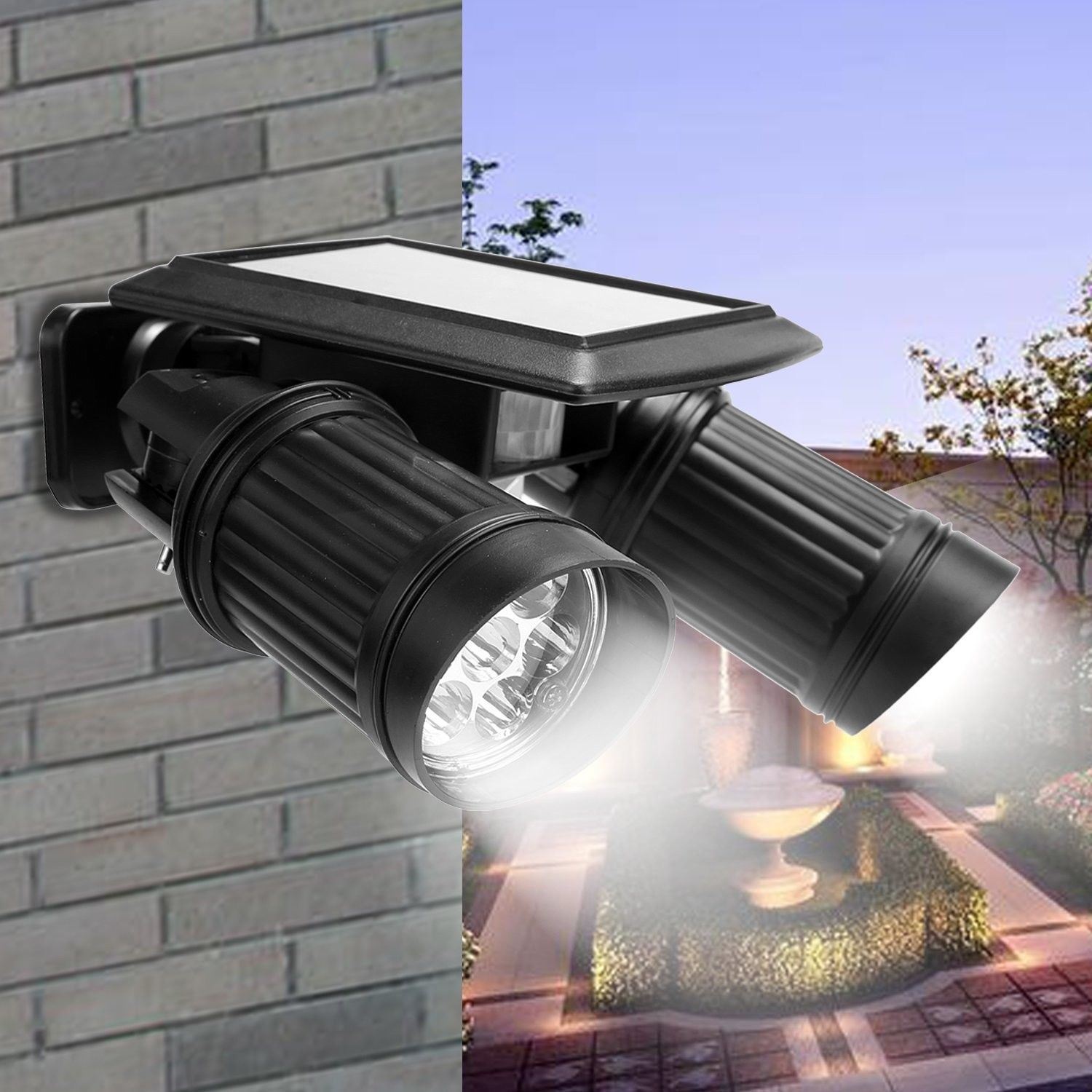 IKVVT 14 LED Solar Dusk to Dawn Outdoor Waterproof Street Lamp Garden ...