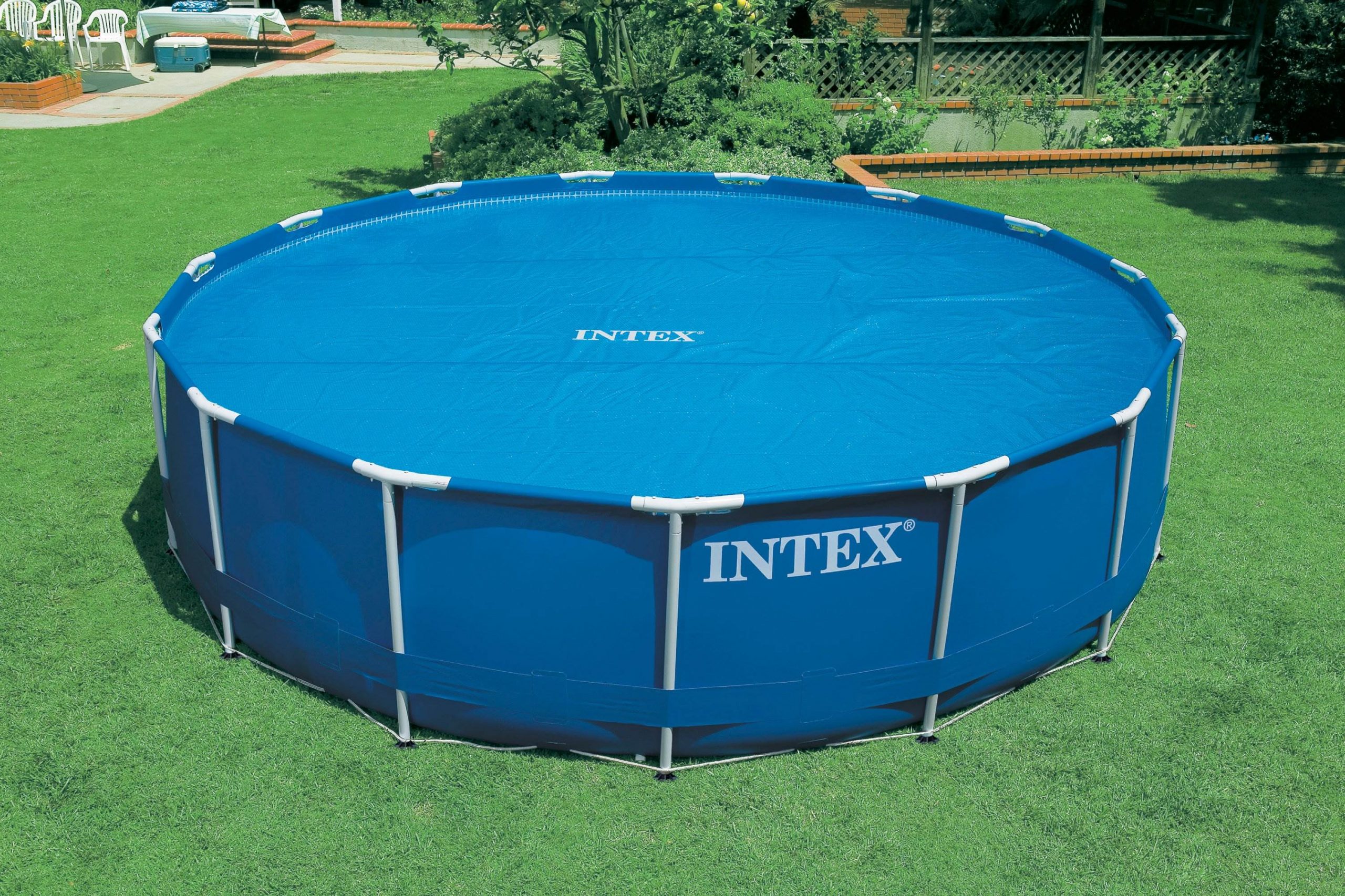 Intex 18 Foot Round Easy Set Blue Solar Cover for Swimming Pools Pool ...