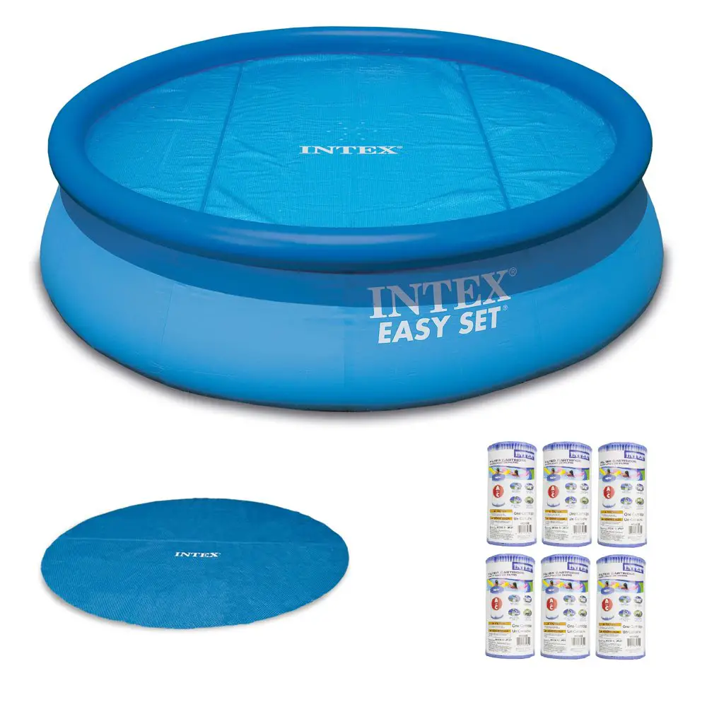 Intex Inflatable Round Pool, 18? Round Solar Pool Cover &  Type A Filter ...