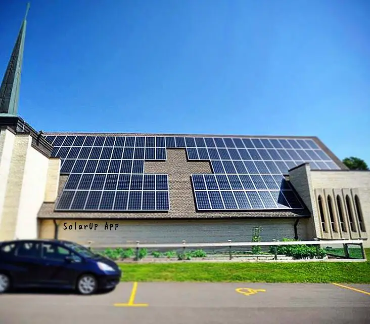 Look ð at this creative solar design and array on this beautiful church ...