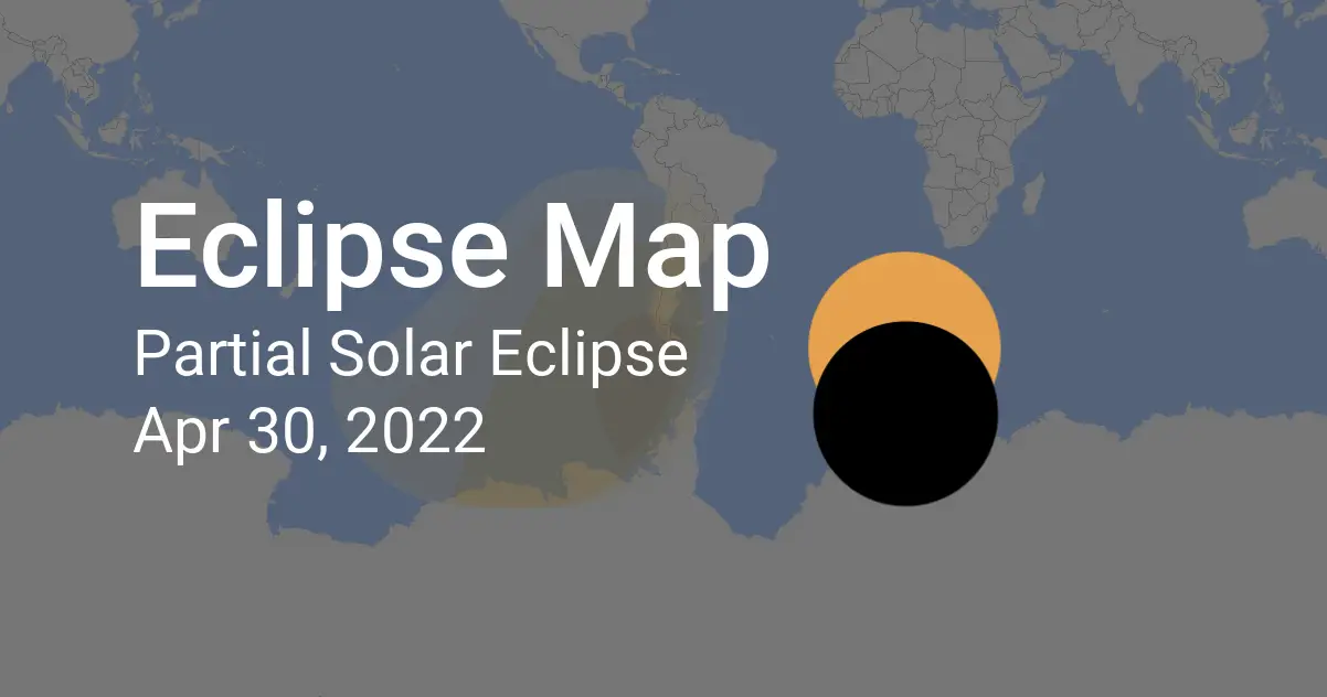 Map of Partial Solar Eclipse on April 30, 2022