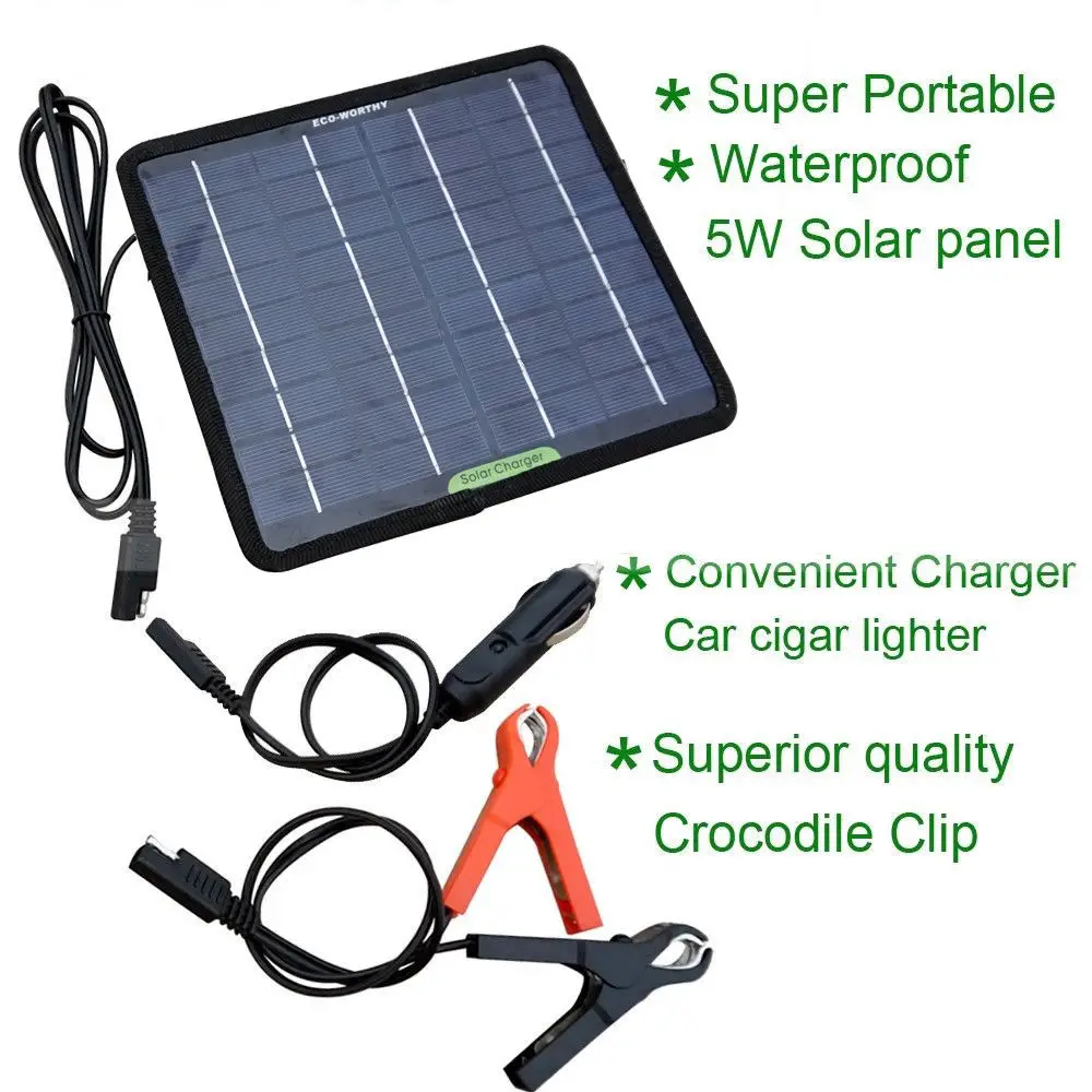 NEW 5W 12V PORTABLE SOLAR PANEL BATTERY CHARGER W SUCTION CUP 5WSL ...