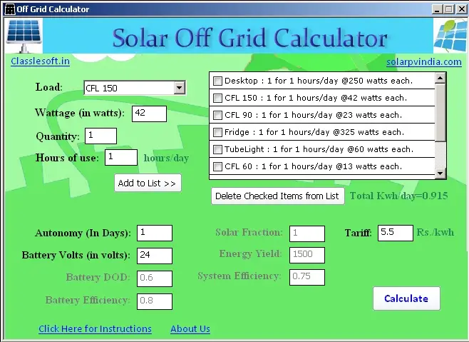 Off Grid Solar System Calculator Excel