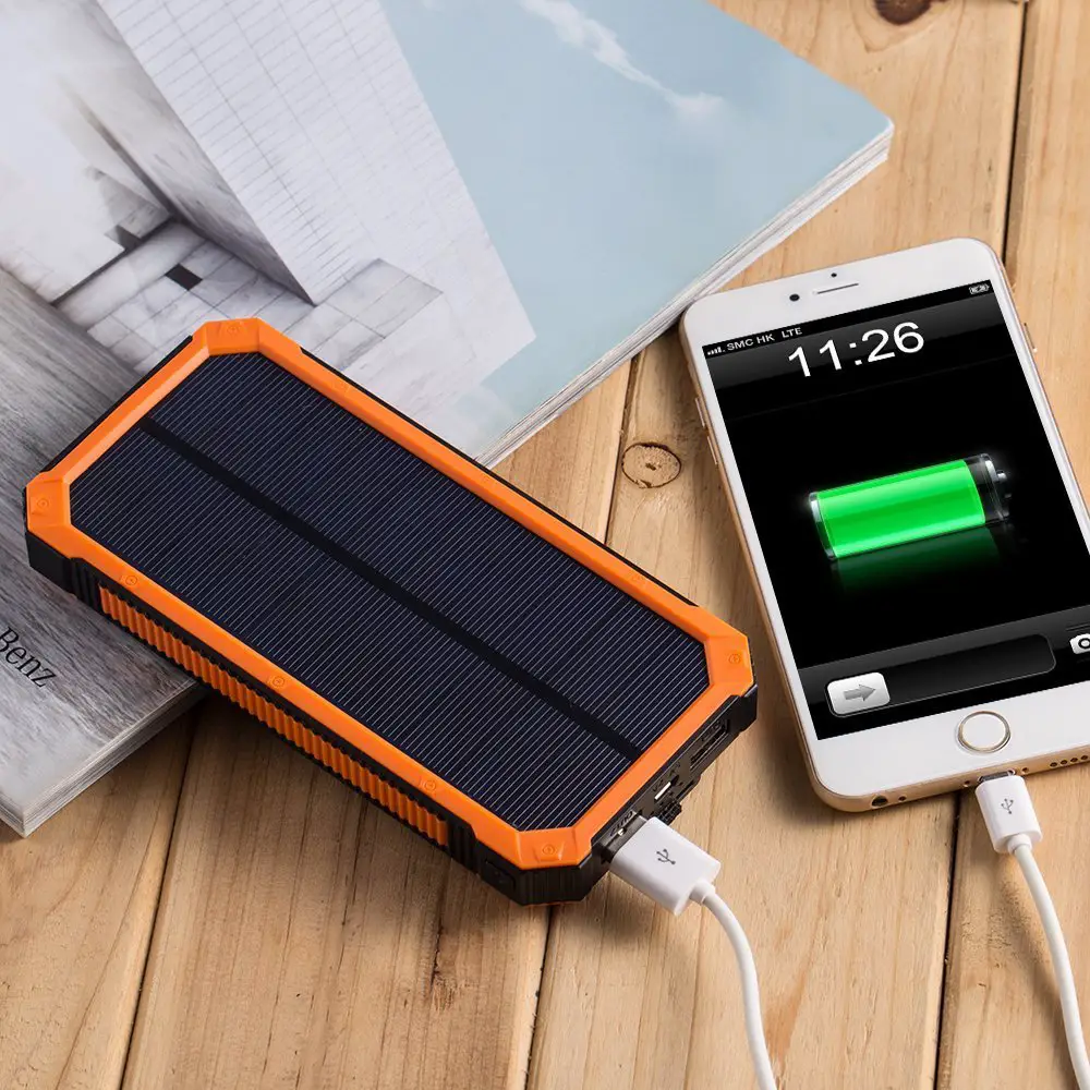 PowerGreen 15000mAh Solar Power Bank External Battery Charger Pack ...
