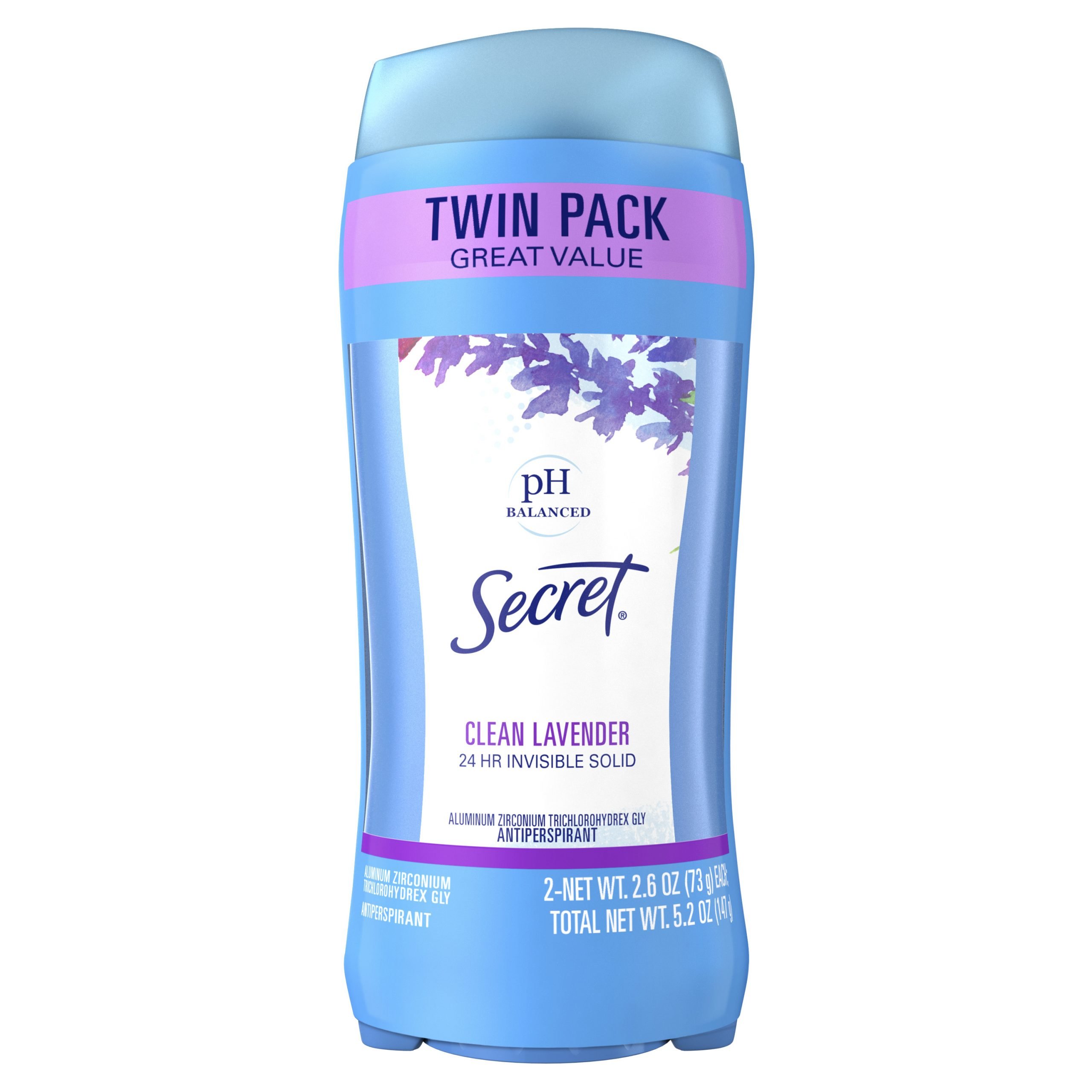 Secret Invisible Solid Antiperspirant Deodorant, Clean Lavender, Twin ...
