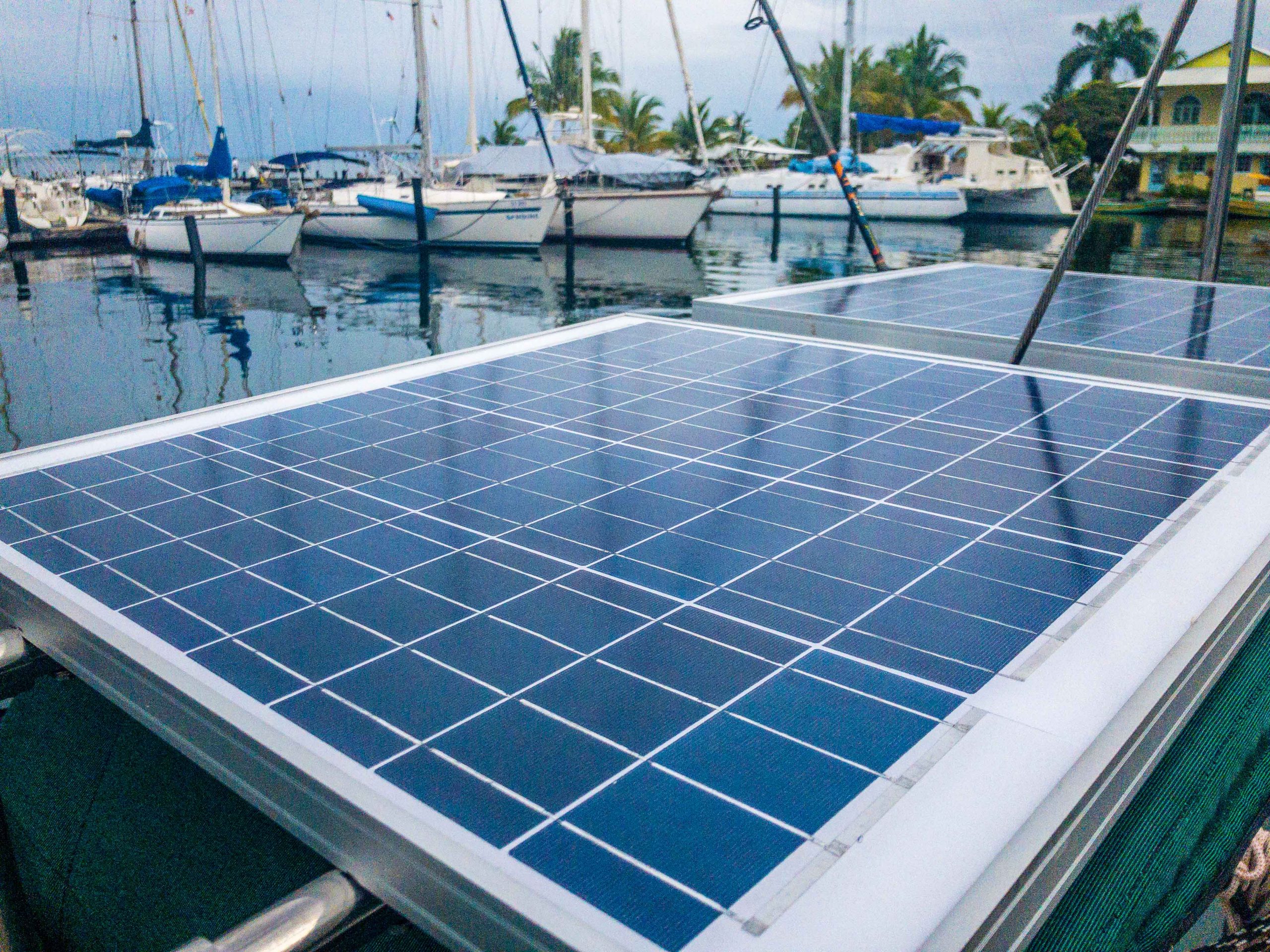 Small Solar Panel Installation on Classic Sailboat