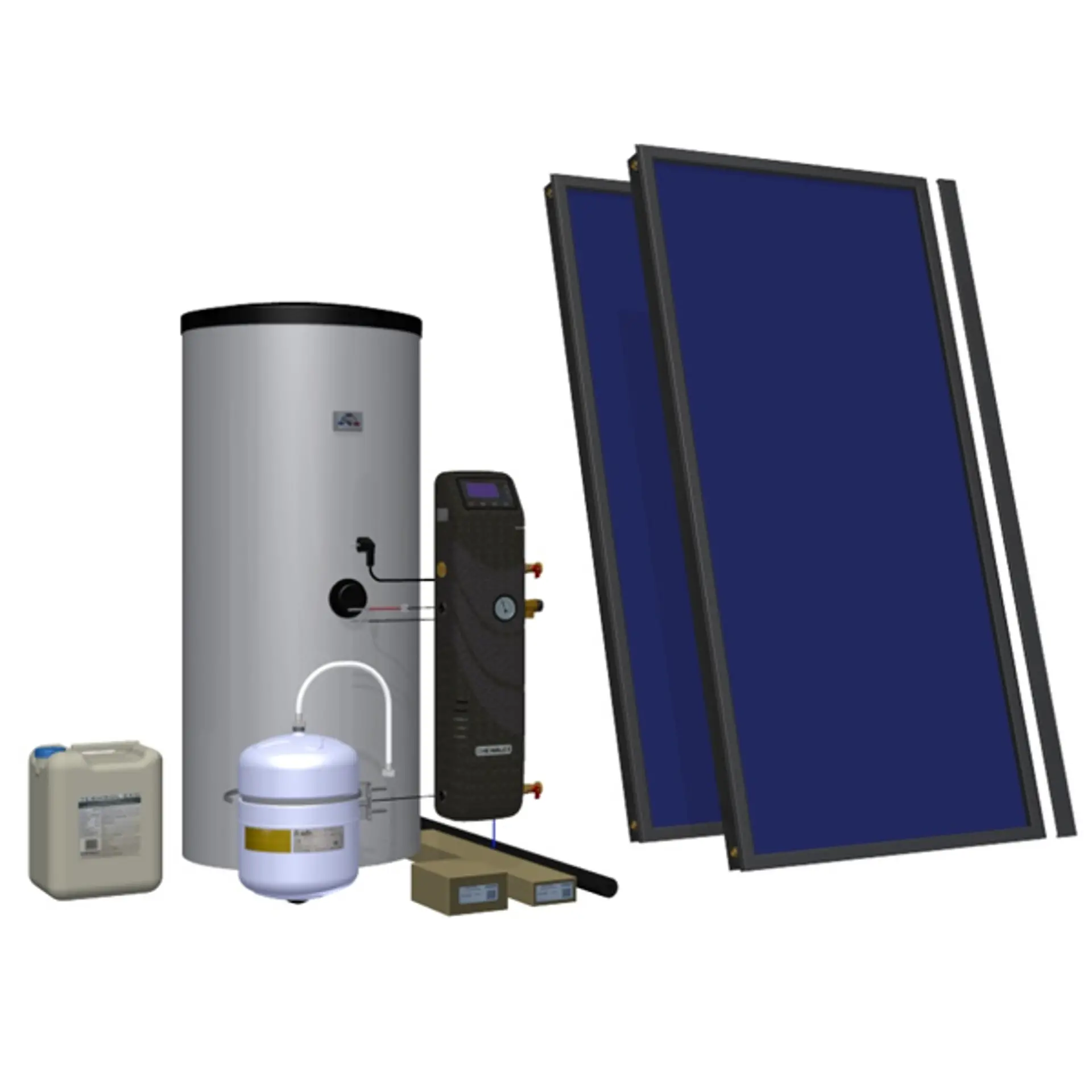 Solar 2 panels thermal hot water heating system 200l suitable for ...