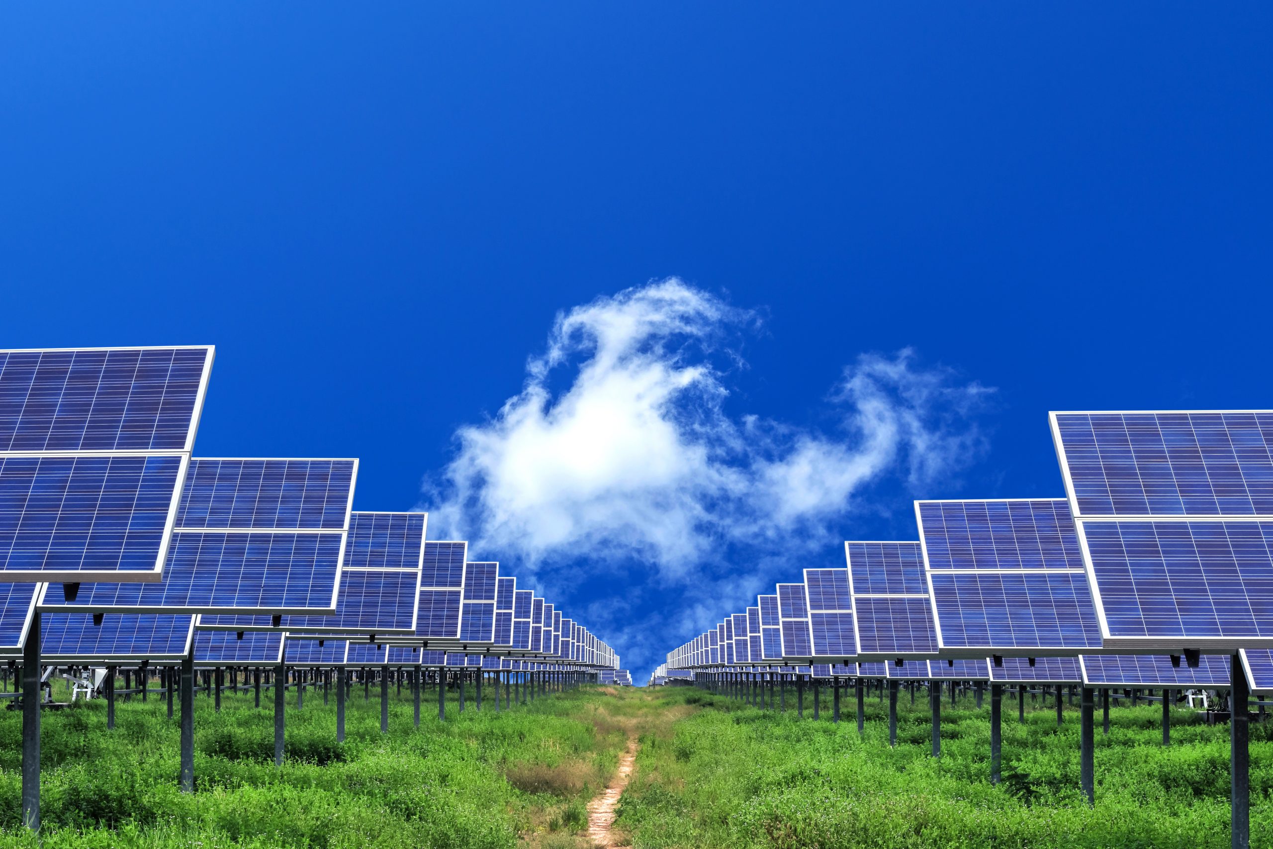 solar energy panel on blue sky background