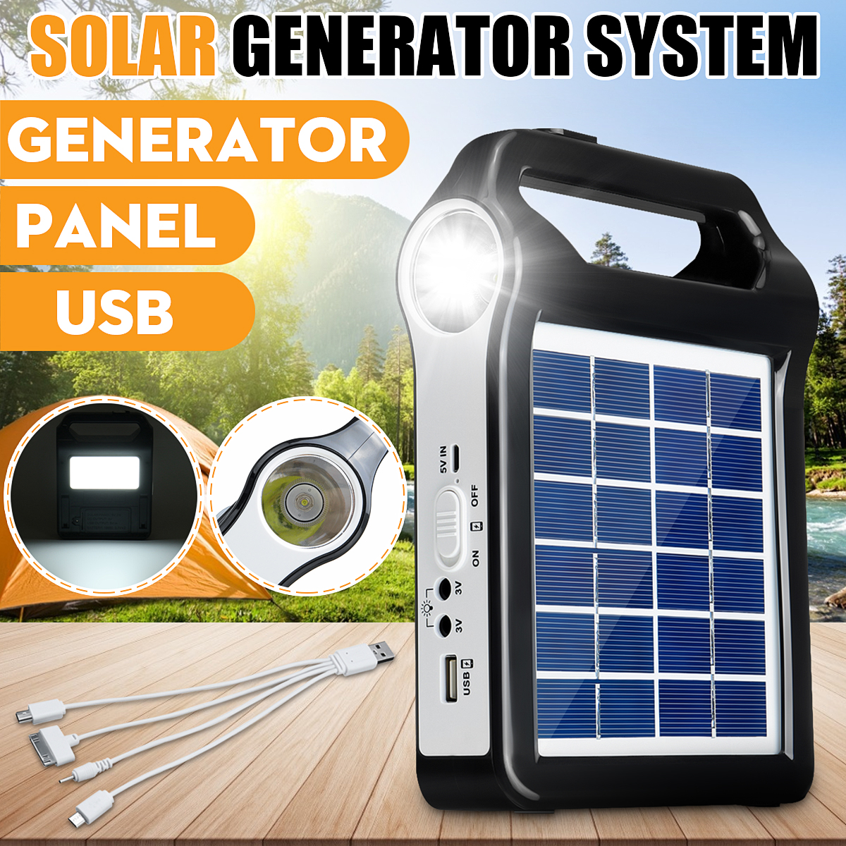 Solar Lights Indoor Home, 9W Solar Panel, Cell Phone Charger, 2400mAh ...