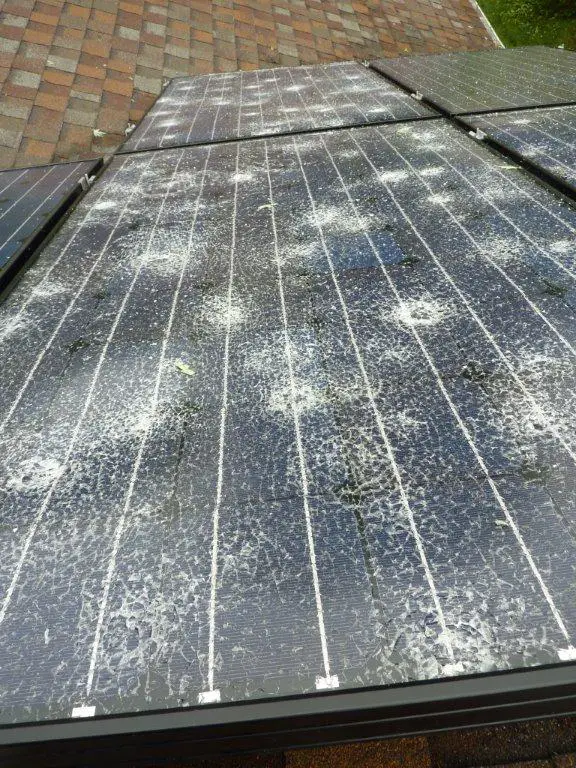 Solar panel damage from hail storm  northernarizona ...