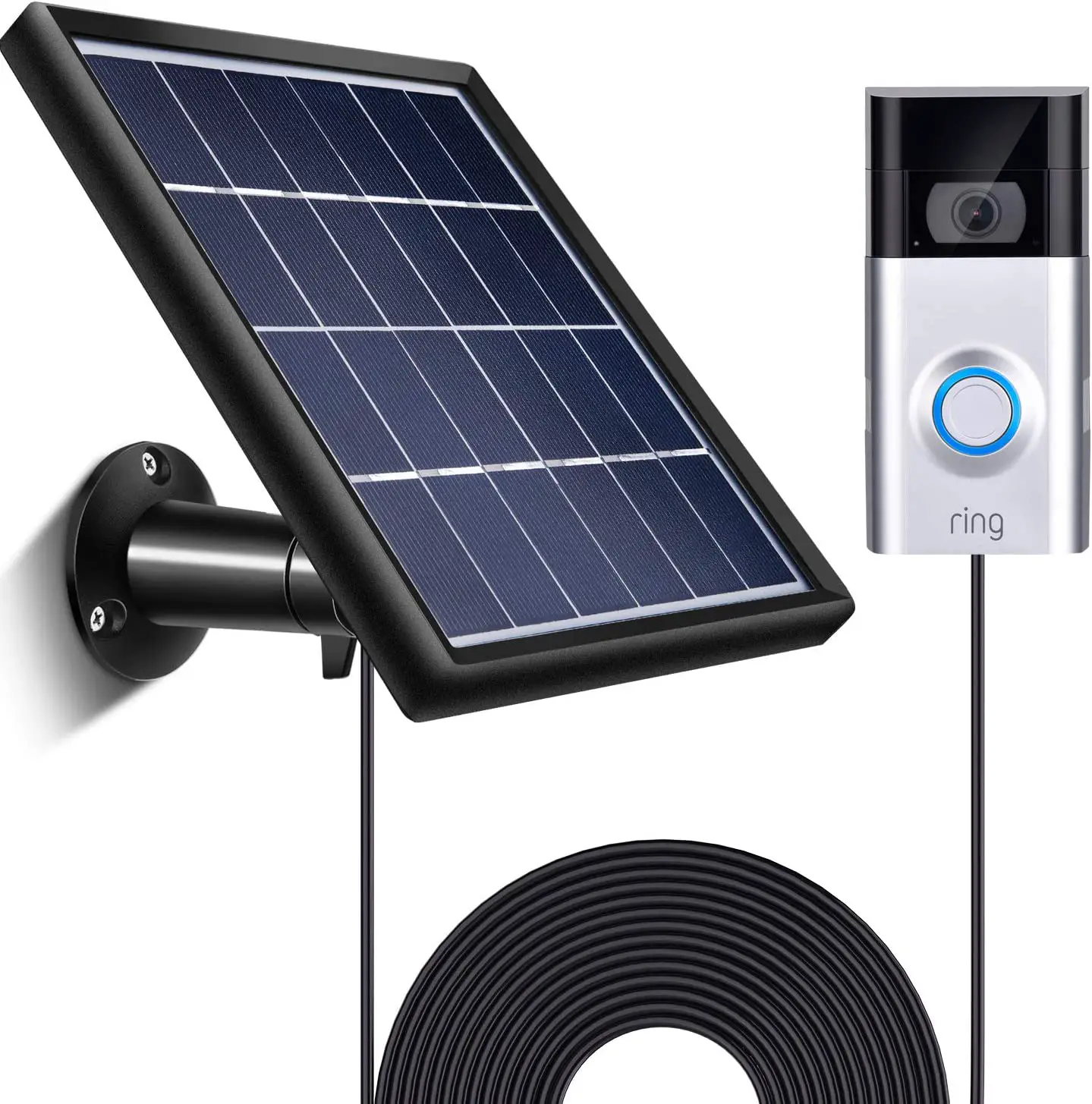 Solar Panel for Ring Video Doorbell 2, Waterproof Charge Continuously ...