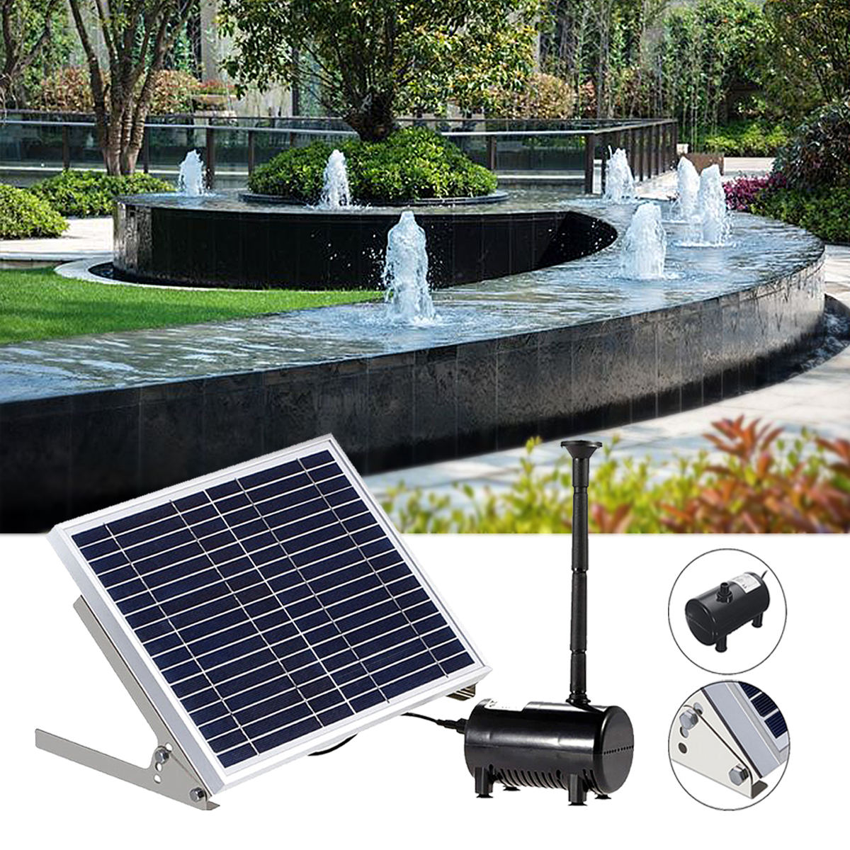 Solar Panel Powered Brushless Water Fountain Pump For Pond Garden ...