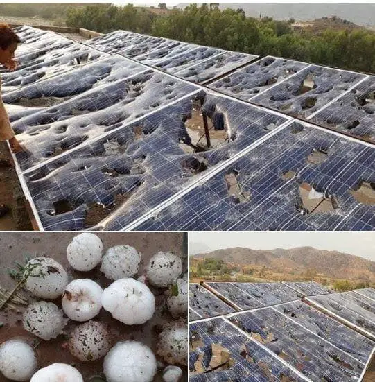 Solar panels after a hailstorm (Picture)