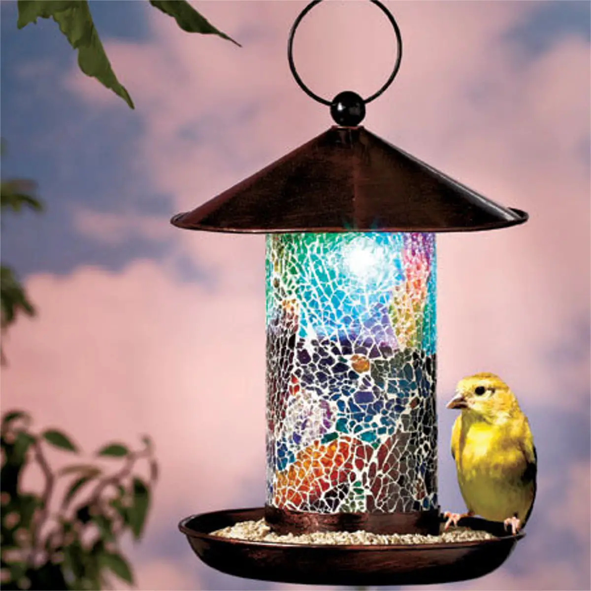 Solar Powered Gazebo Hanging Wild Bird Feeder Light Garden Outdoor Lamp ...