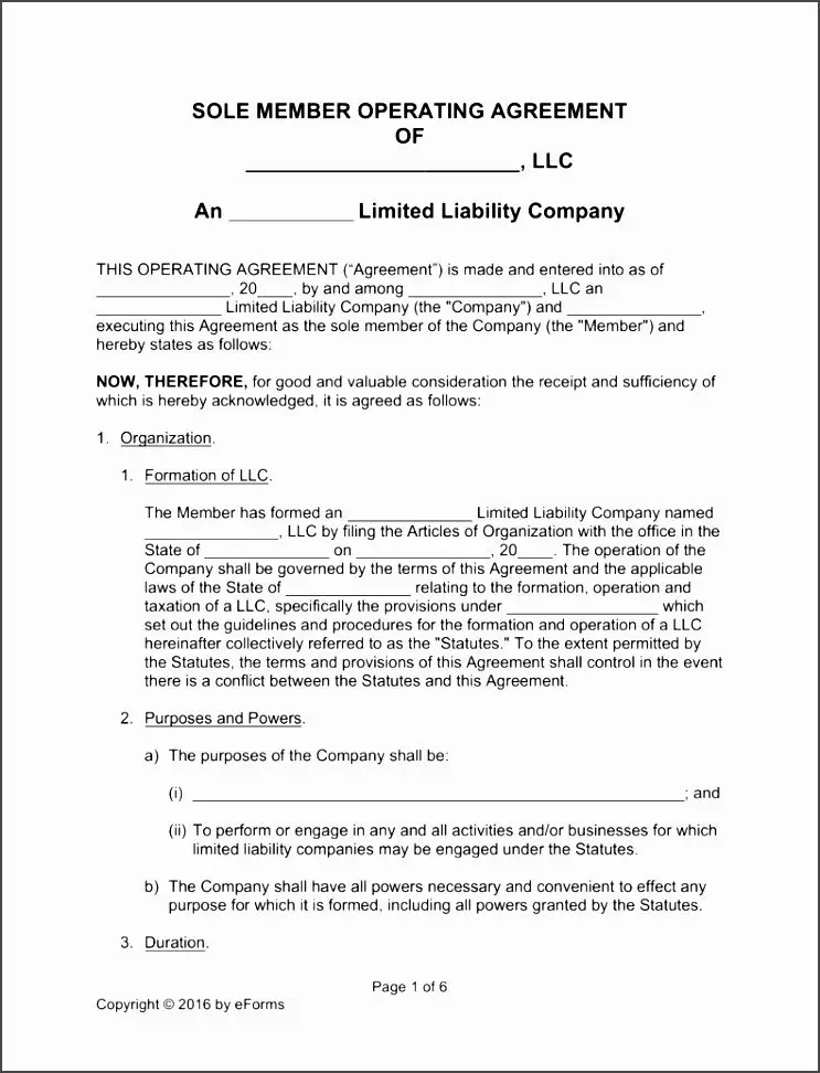 Texas Llc Operating Agreement Template Hjdnk Best Of Free Single Member ...
