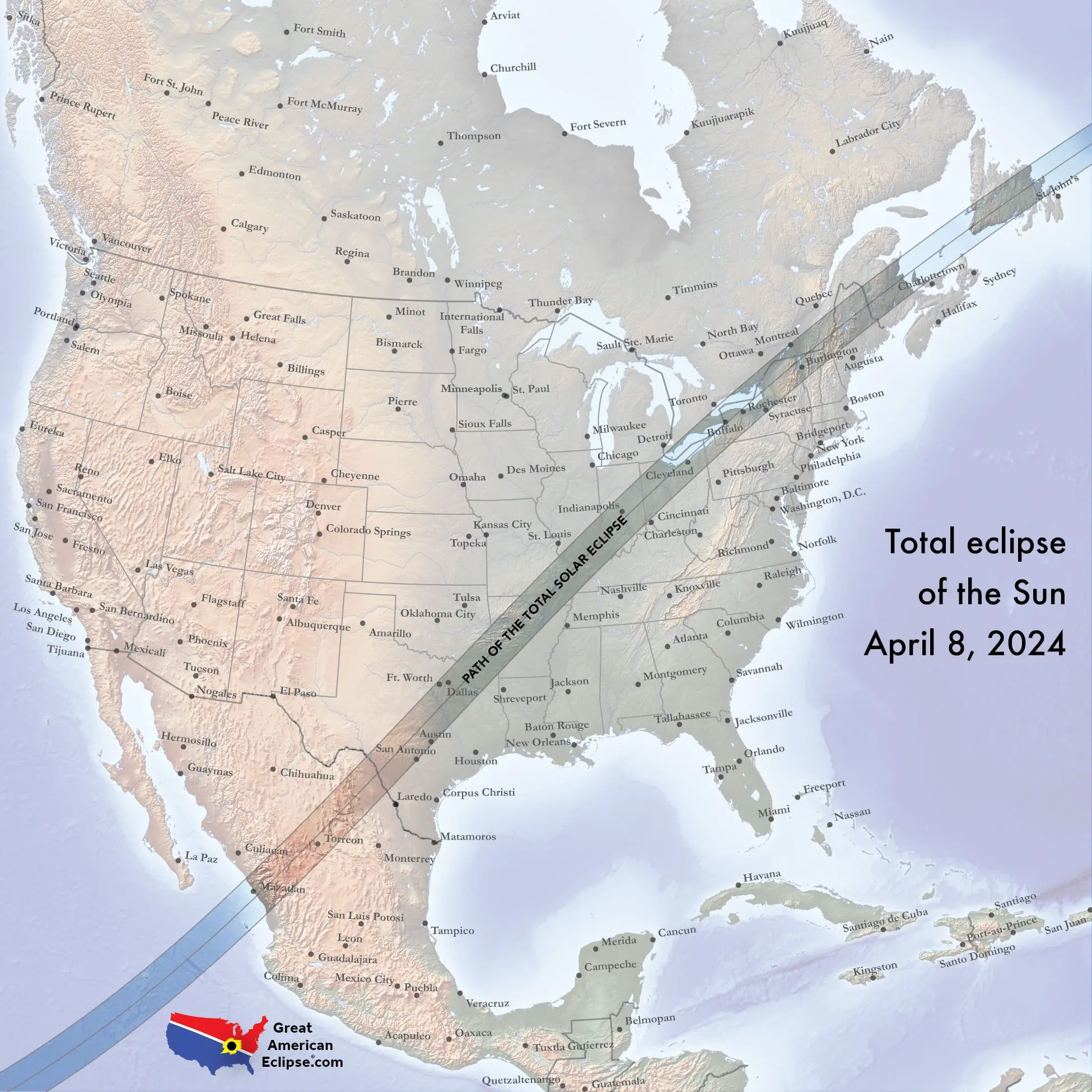 The 2nd Great American Eclipse. Coming April 8, 2024. More maps at http ...