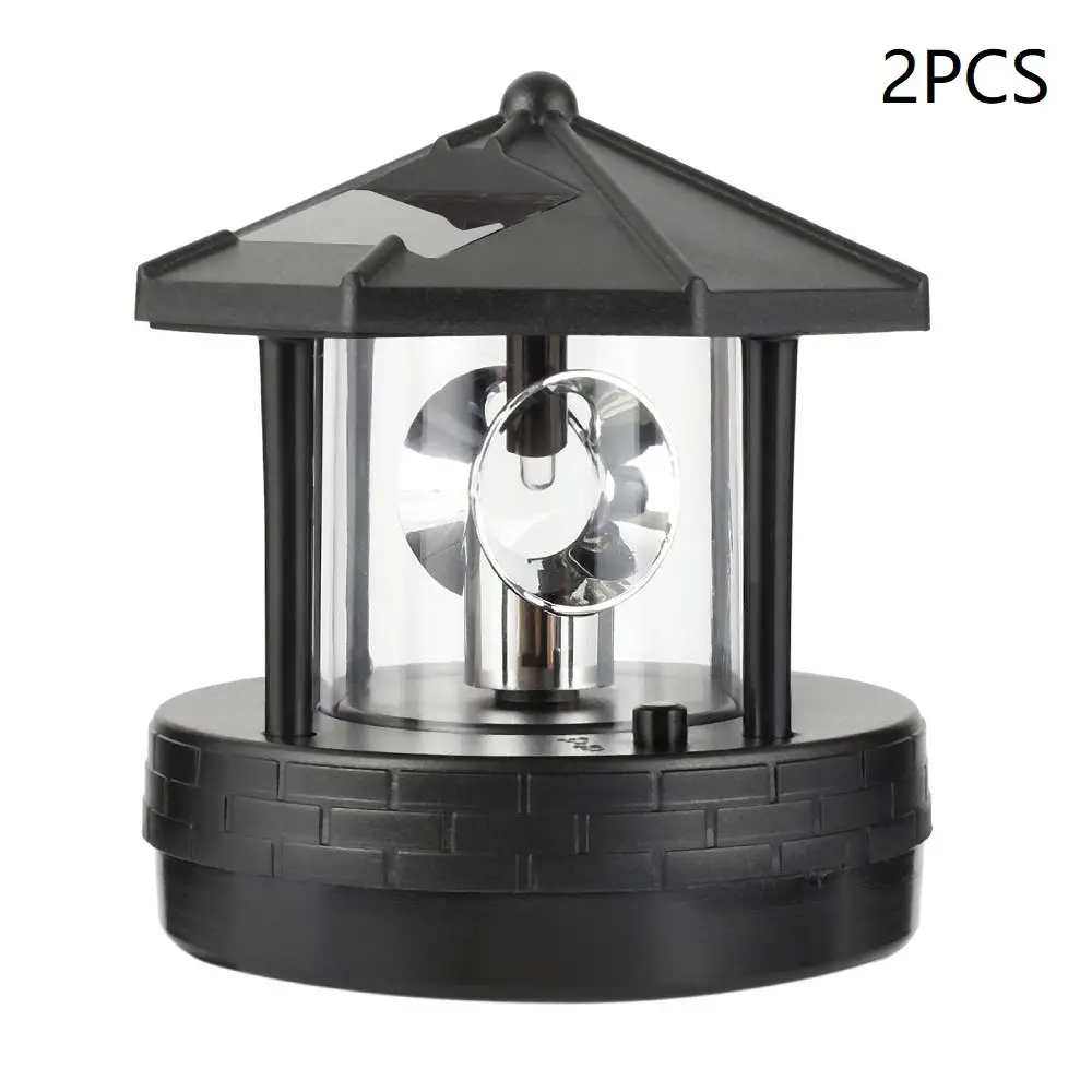 Willkey 2PCS Solar Powered Lighthouse Rotating Outdoor Waterproof LED ...