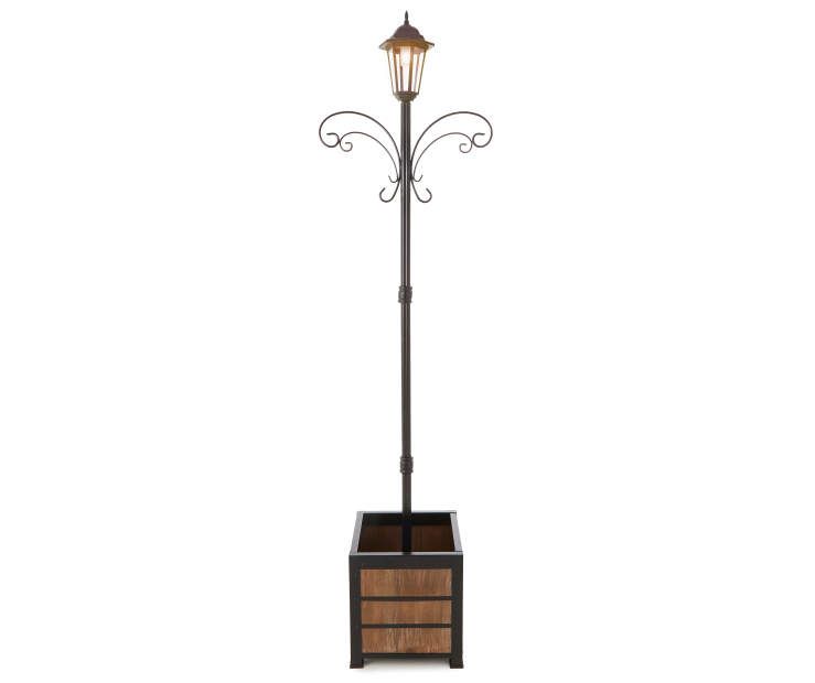 Wilson &  Fisher Solar Light Post with Faux Wood Square Planter Base ...
